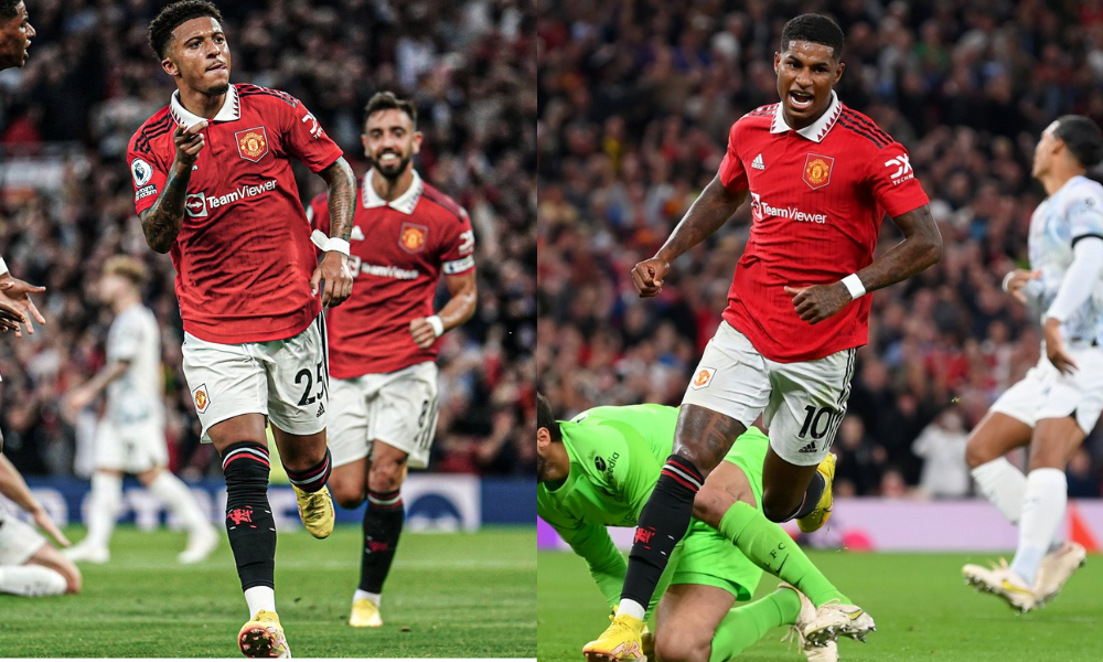 Sancho, Rashford score as Manchester United defeat Liverpool 2-1 to register their first league victory in 2022/23 season