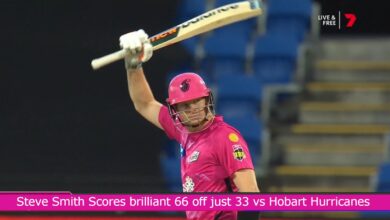 Steve Smith Scores brilliant 66 off just 33 vs Hobart Hurricanes @TheYorkerBall/Twitter