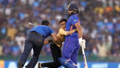 Watch: Young fan invades the field to hug idol Rohit Sharma in Raipur ODI