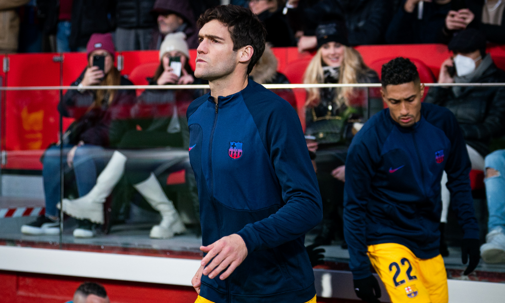 FC Barcelona not allowed to register their new contract extension of Marcos Alonso by La Liga due to salary cap rules.
