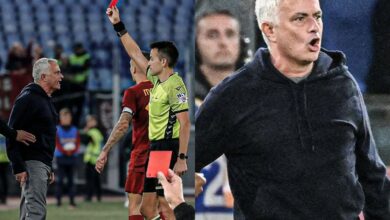 Roma Boss Jose Mourhinho Shown Red Card for Abusing Referee