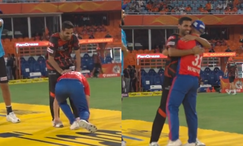 IPL 2023 DC vs SRH: David Warner touches Bhuvneshwar Kumar's feet with both hands, video goes viral