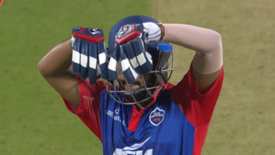 WATCH: Prithvi Shaw makes cryptic gesture towards DC’s dressing room following half-century