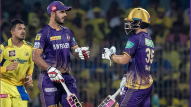 KKR Skipper Nitish Rana Argues with Umpire over Slow Over Rate Punishment
