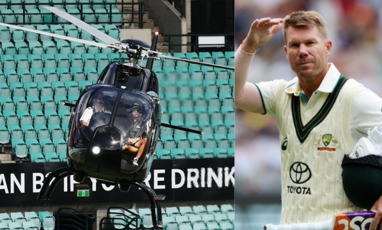 David Warner's Grand Arrival in a Helicopter Touches Down at SCG Ahead of BBL Clash